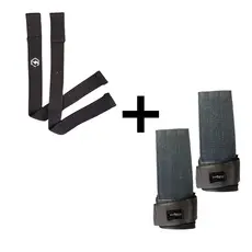 Kit Par Tala Strap + Strap Tala Larga luva Deadlift Musculação