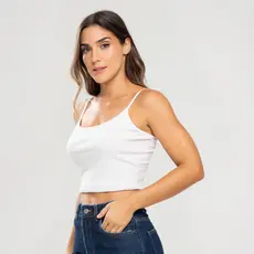 Blusa Feminina Cropped Alcinha Canelado Básico