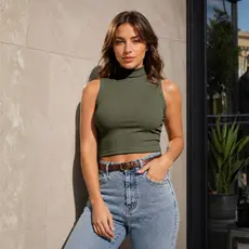 Cropped Gola Alta Canelado