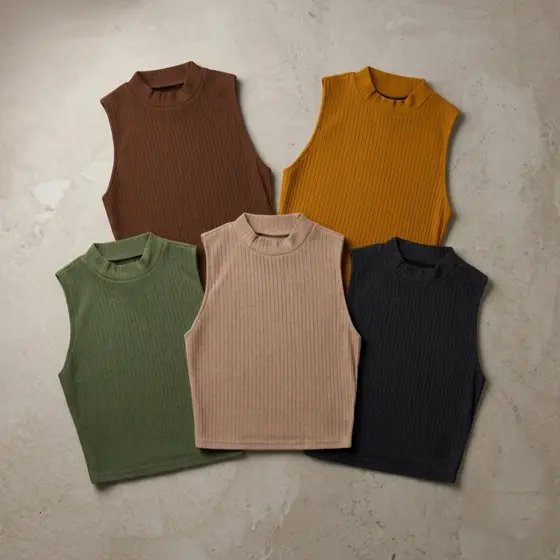 Conjunto 5 Blusas Cropped Feminino, Básicos para o Dia-a-dia