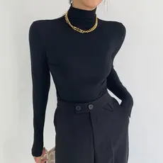 Blusa Segunda Pele Cacharrel Gola Alta Manga Longa Básica