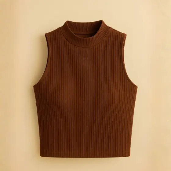 Cropped Canelado Golinha Moda Blogueira