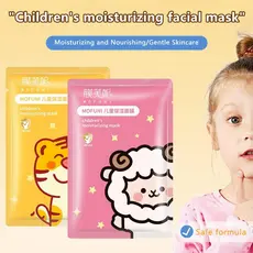 Conjunto De Máscara Facial De Frutas Hidratante Suave Diversão Animal Desenhos Animados Para Crianças I7A5