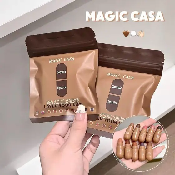 Conjunto De Batom Cápsula De Cacau Querido , 10 Cores , Copo Antiaderente Natural De Longa Duração , Mini Fosco