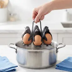 Fogão De Ovo De Pinguim Fofo | 6 Caldeiras De Ovos E Suporte Para Rack De Armazenamento Produto Comestível Resistente Ao