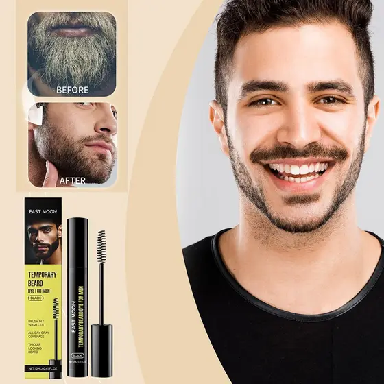 Tintura De Barba Temporária Para Homens , Preta , Bigode , Sobrancelha , Hidrata , Nutre Barbas Naturalmente C3g6