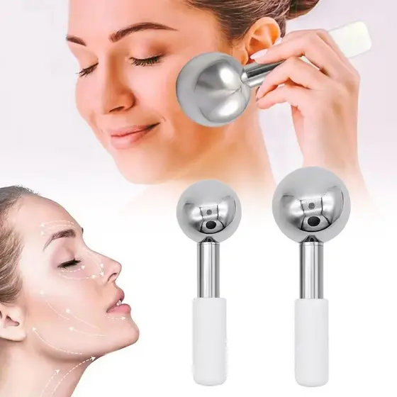 Bola De Beleza De Hóquei No Gelo Inoxidável , Globos De Crio Facial , Massagem Para Os Olhos , Cuidados Com A Pele , Ros