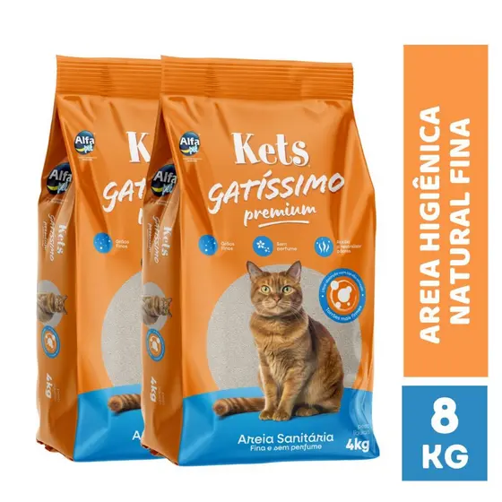 Areia Sanitária 8kg Biodegradável Forma Torroões Premium Kets Gatissimo  para Gatos