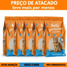 Areia para Gato 20kg a 8kg Sanitária Premium Biodegradrável Gatissimo para Gatos