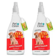 2 Kit Adestrador Xixi Stop + Xixi Aqui Pet Clean 500 mL para Cães e Gatos