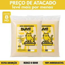 Areia Bumi Pet  Milho e Mandioca 4kg a 8kg  Super Premium Biodegradável Alta Absorção