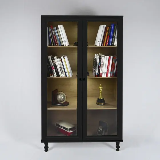 Armário Multiuso 2 portas de vidro Ditália C/Kit Luz E-957