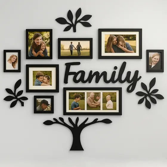 Mural de Fotos Família em MDF - Árvore Decorativa Grande 117x120cm