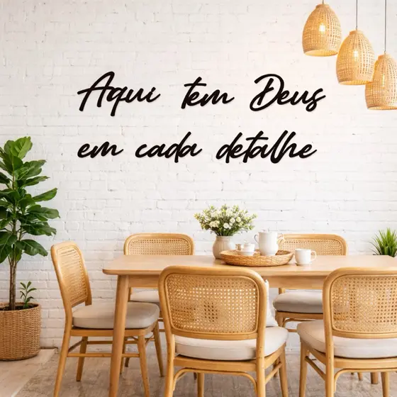 Quadro Decorativo Vazado MDF “Aqui Tem Deus em Cada Detalhe” – Decoração de Parede Luxo para Quarto e Sala