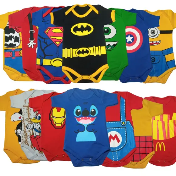 Body bebê mesversário temático personagens menino menina