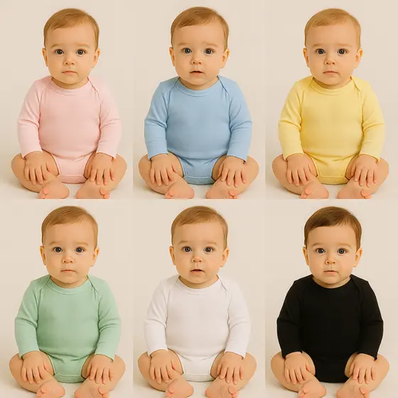 Body Bebê Manga Longa Liso Enxoval Bebê 100% Algodão Inverno