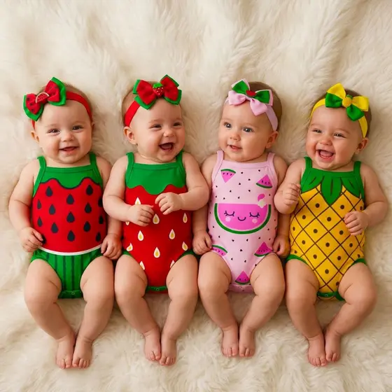Body bebe alcinha frutinhas Kit 2 peças BODY+LAÇO temático frutas
