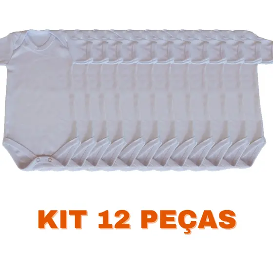 Body Bebê Branco Liso Kit 12 Peças 100% Algodão Suedine