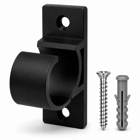 Suporte Para Cortina 19mm 28mm 30mm Reforçado Kit 2 3 4 6 Peças Preto Branco Com Buchas e Parafusos