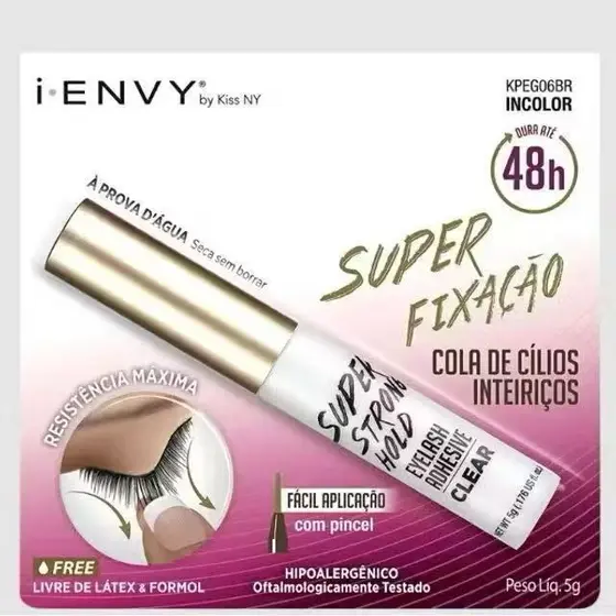 I-Envy Cola de Cílios Kiss New York Inteiriços Incolor 5g (Resistência Máxima, Dura até 48h)