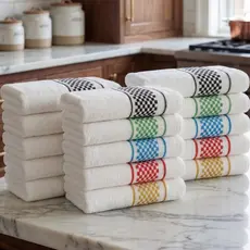 Kit c/ 15 Panos De Prato Atoalhado Premium 45x70 Cm 100% Algodão Cozinha Felpudo Jacquard