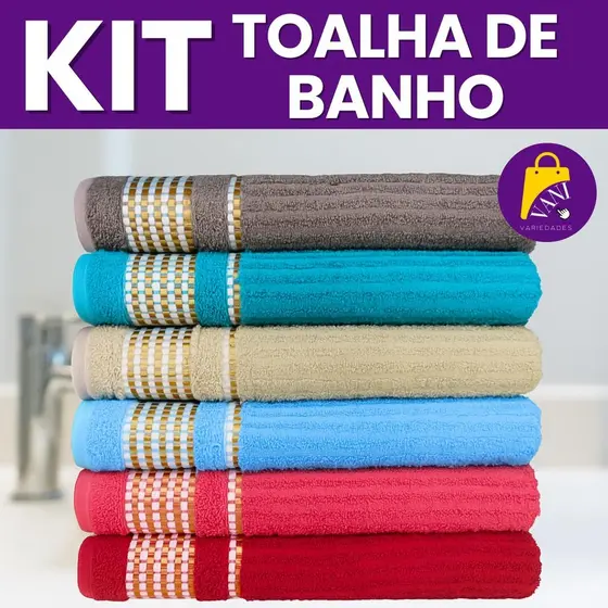 Kit Toalha Banho Luxo CANELADA Grande 140x70 Algodão COM 2 UNIDADES