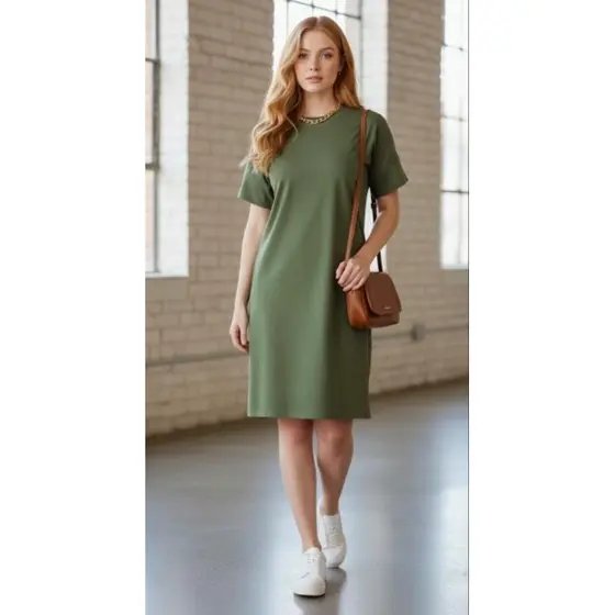 Vestido Feminino Com Fenda Algodão Verão Lançamento Moda Feminina