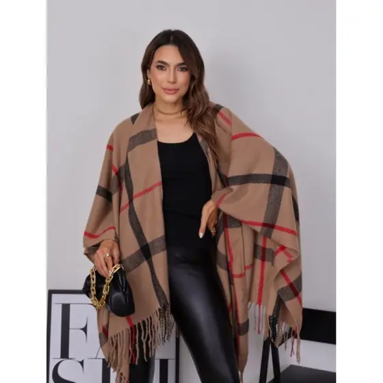 Poncho Xale Lenço Feminino Estiloso Lançamento Importado Moda Inverno