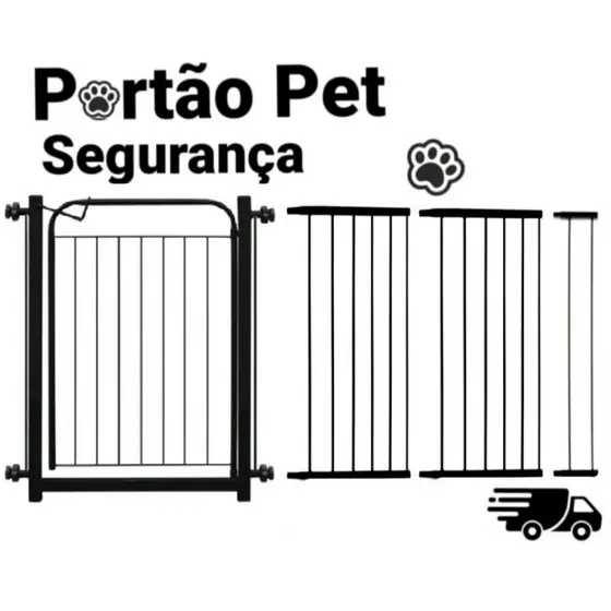 Portão Pet Grade Para Cachorro 68cm Até 153cm Cercado de Proteção