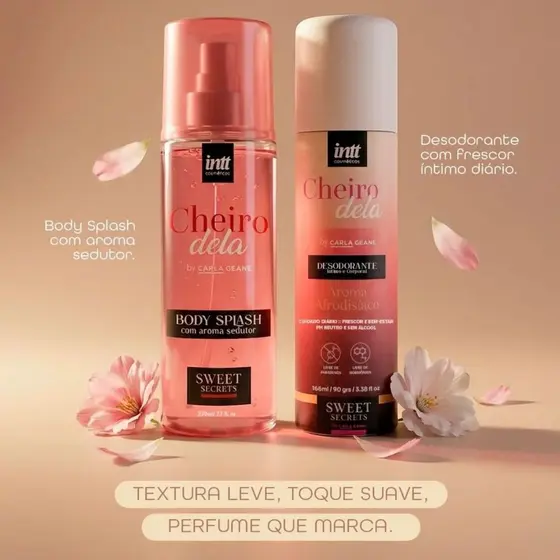 Kit Body Splash Cheiro Dela By Carla Geane Desodorante ÍntimoFeminino Perfume Calcinha Intt