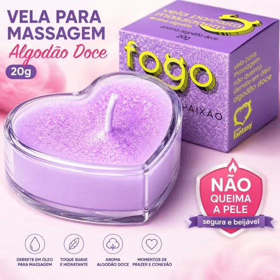 Vela Para Massagem Beijável Algodão Doce 20g Não Queima Pele Relaxante