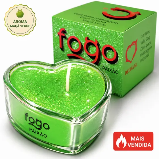 Vela Massagem Aroma Maça Verde Não Queima A Pele 20g