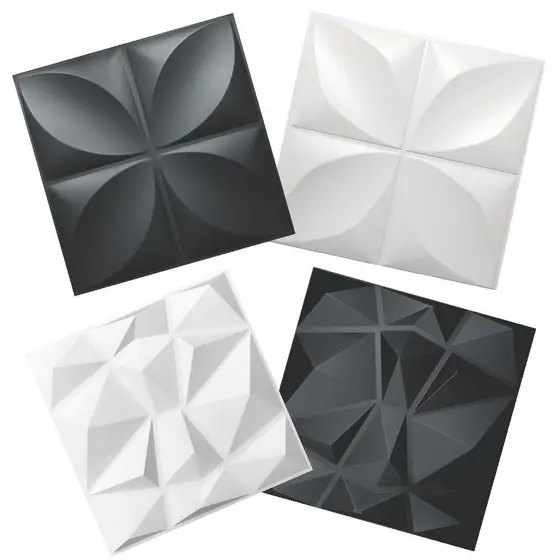 Kit Placas PVC 3D Com Dupla Face Para Sala Quarto Cozinha 25x25CM
