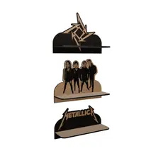 Kit Prateleiras Metallica Rock Metal Music 32x20cm Suporte Organizador para quarto sala