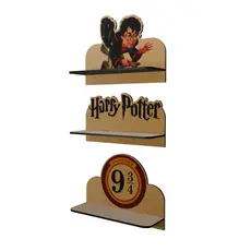 Kit Prateleiras Harry Potter 32x20cm Suporte Organizador para quarto sala