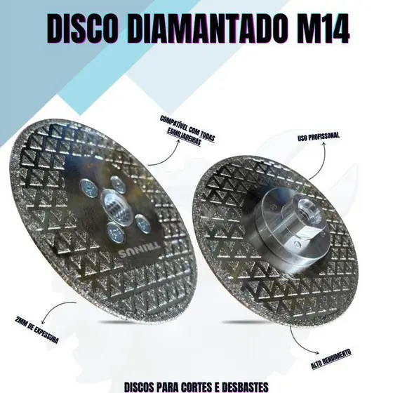 Disco diamantado 115mm M14 corte desbaste porcelanato disco porcelanato esmerilhadeira