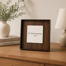 Quadro Decorativo em MDF Quadrado com Placa Gravada com Frase religiosa Sala Quarto Casa e Decoração