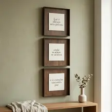 Kit Quadro Decorativo em MDF Quadrado com Placa Gravada Frase religiosa Sala Quarto Casa e Decoração