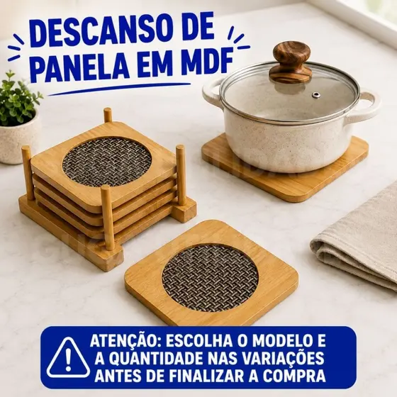 Kit Descansos de Panela em Bambu Resistente, Suporte Para Panelas Quentes, Utensílios de Cozinha, Protetor de Mesa