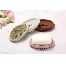Saboneteira E Escova Silicone 2 Em 1 - Economiza Espaço