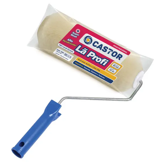 Rolo para pintura Lã Carneiro Profi 25MMx23CM c/cabo - Castor