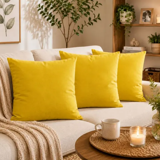 Kit 3 Capas De Almofadas Decorativas Suede Lisas 60x60 Tamanho Grande