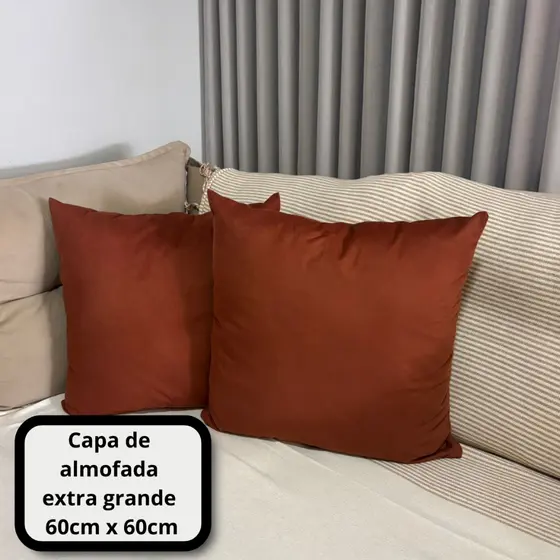 Kit 2 Capas De Almofadas Suede 60x60cm Extra Grande Com Zíper para Sala, Quarto