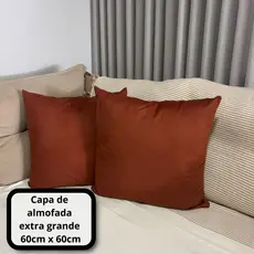 Kit 2 Capas De Almofadas Suede 60x60cm Extra Grande Com Zíper para Sala, Quarto