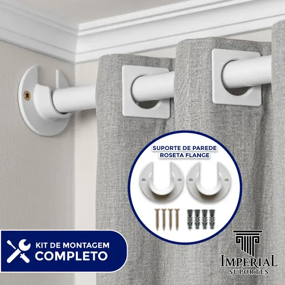 Suporte de Parede  Roseta  Flange para Varões de Cortina 28MM - Várias Cores (Par)