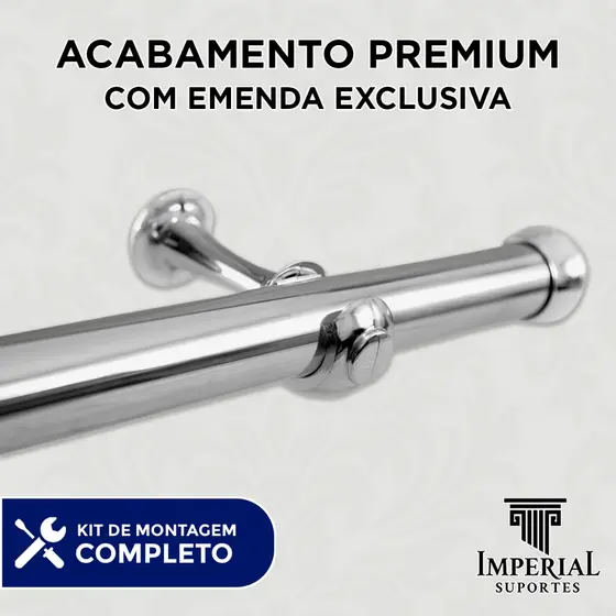 Varão de Cortina Simples 28mm (grosso) Vários Tamanhos  - Cromado Varao completo para Cortinas