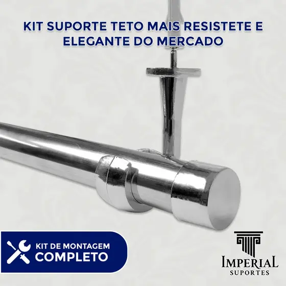 Varão Cortina 3,00m 28mm Suporte De Teto Varao Cortinas Sanca Cortineiro
