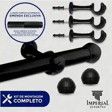 Varão de Cortina Simples 2,50 Metros 28mm Grosso Conjunto de Instalação Completo Várias Cores