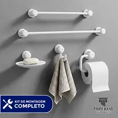 Kit de Acessórios para Banheiro 5 Peças Luxo Suporte Lavabo Toalheiro Porta Papel Saboneteira