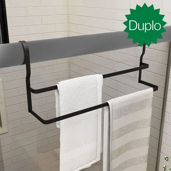 Suporte Para Toalhas Toalheiro de Box Preto Fosco Banheiro Organizador